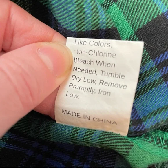 SHEIN Plaid Shirt Dress Women’s Medium Green Blue Button Down Belted Tunic - Picture 6 of 6